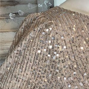 Pink lily sequin top has stretch Euc perfect for holiday pics